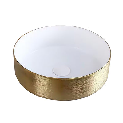 ALONI TURO LAVABO AVEC RELIEF - À POSER – SANS TROP-PLEIN – SANS TROU DE ROBINET – CÉRAMIQUE – 36X12X36 CM – OR/BLANC BRILLANT