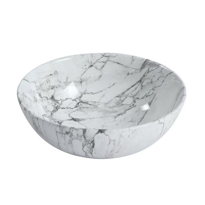 ALONI TIVRA LAVABO - À POSER – SANS TROP-PLEIN – SANS TROU DE ROBINET – AVEC BONDE CLIC-CLAC – CÉRAMIQUE – 38X13X38 CM – MARBRE BLANC