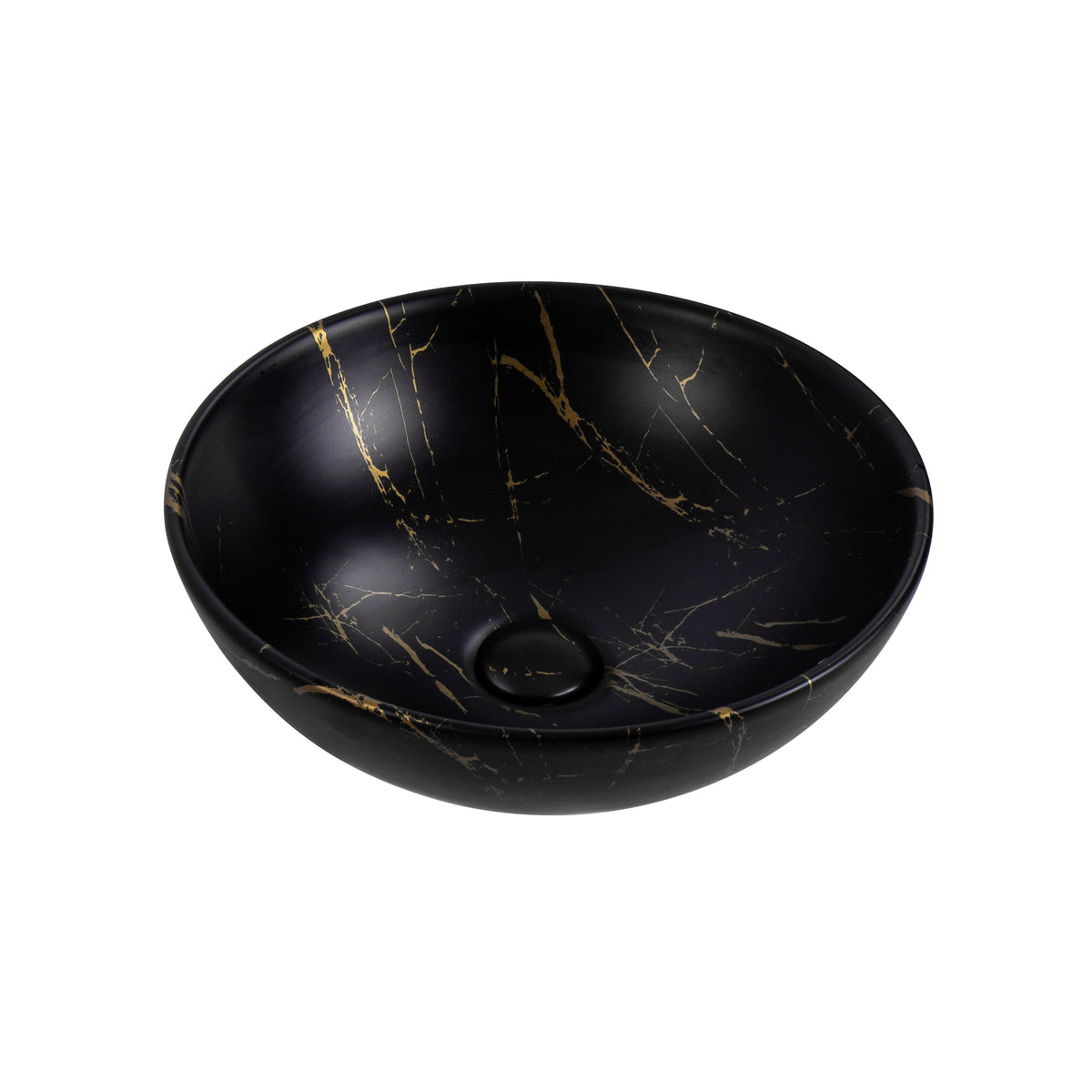 Aloni Tivra Countertop Basin - Black/Gold Ceramic