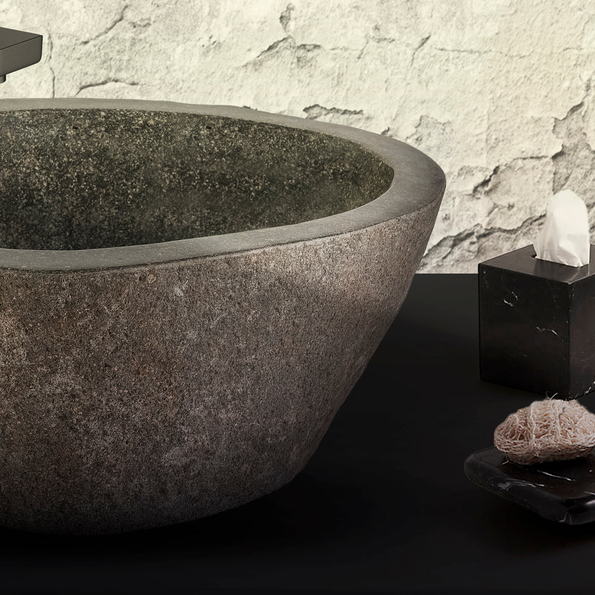 NATURAL RIVER STONE BASIN - GREY 30-35X15X3CM