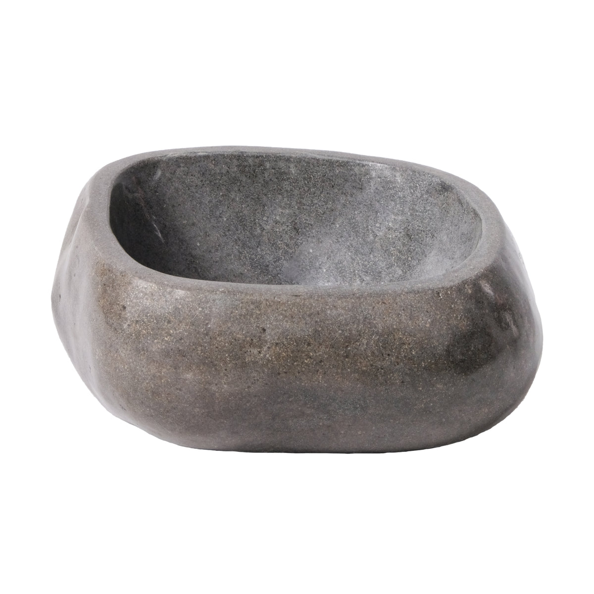 FULLY POLISHED NATURAL RIVER STONE BASIN - BLACK 30-35X15X1.5CM