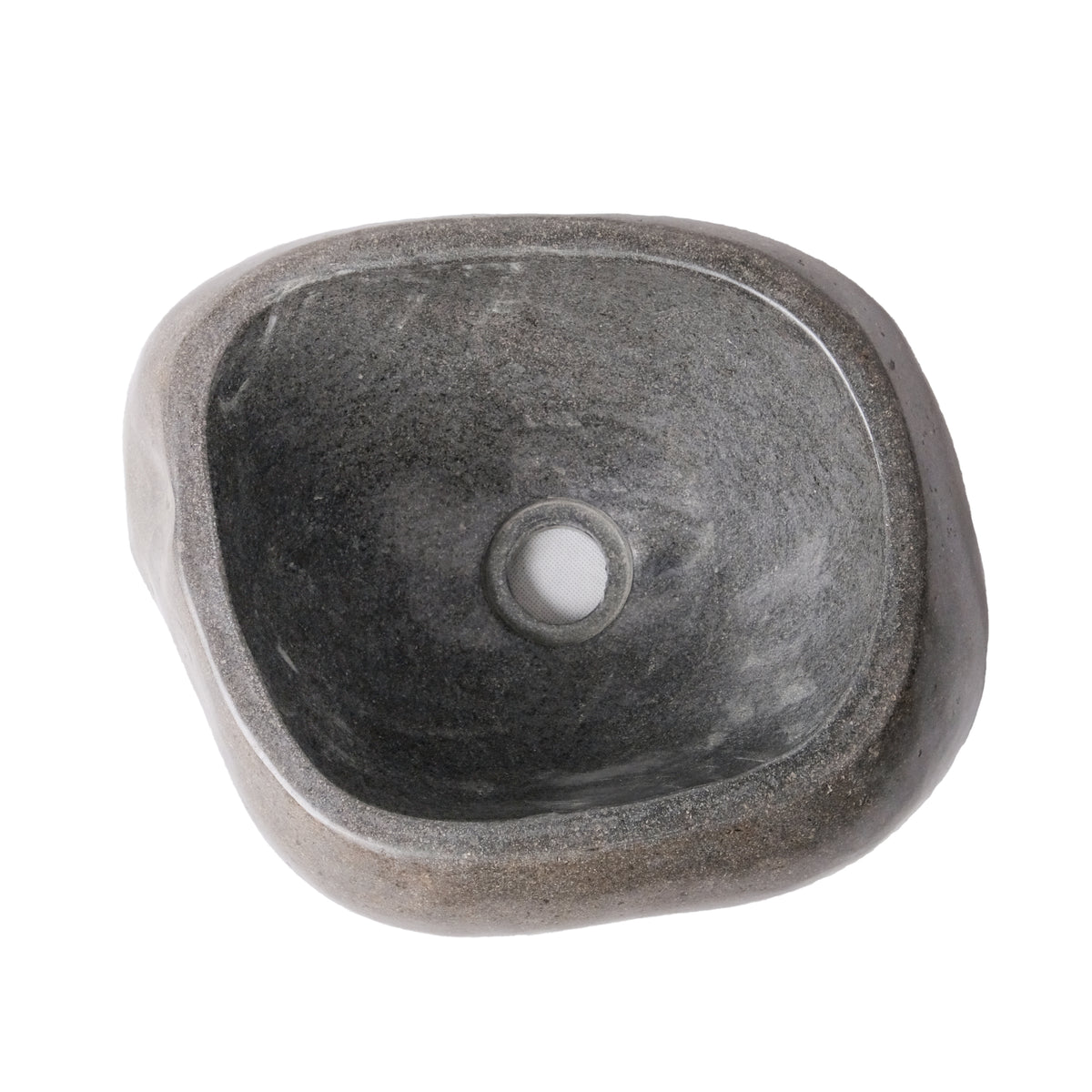 FULLY POLISHED NATURAL RIVER STONE BASIN - BLACK 30-35X15X1.5CM