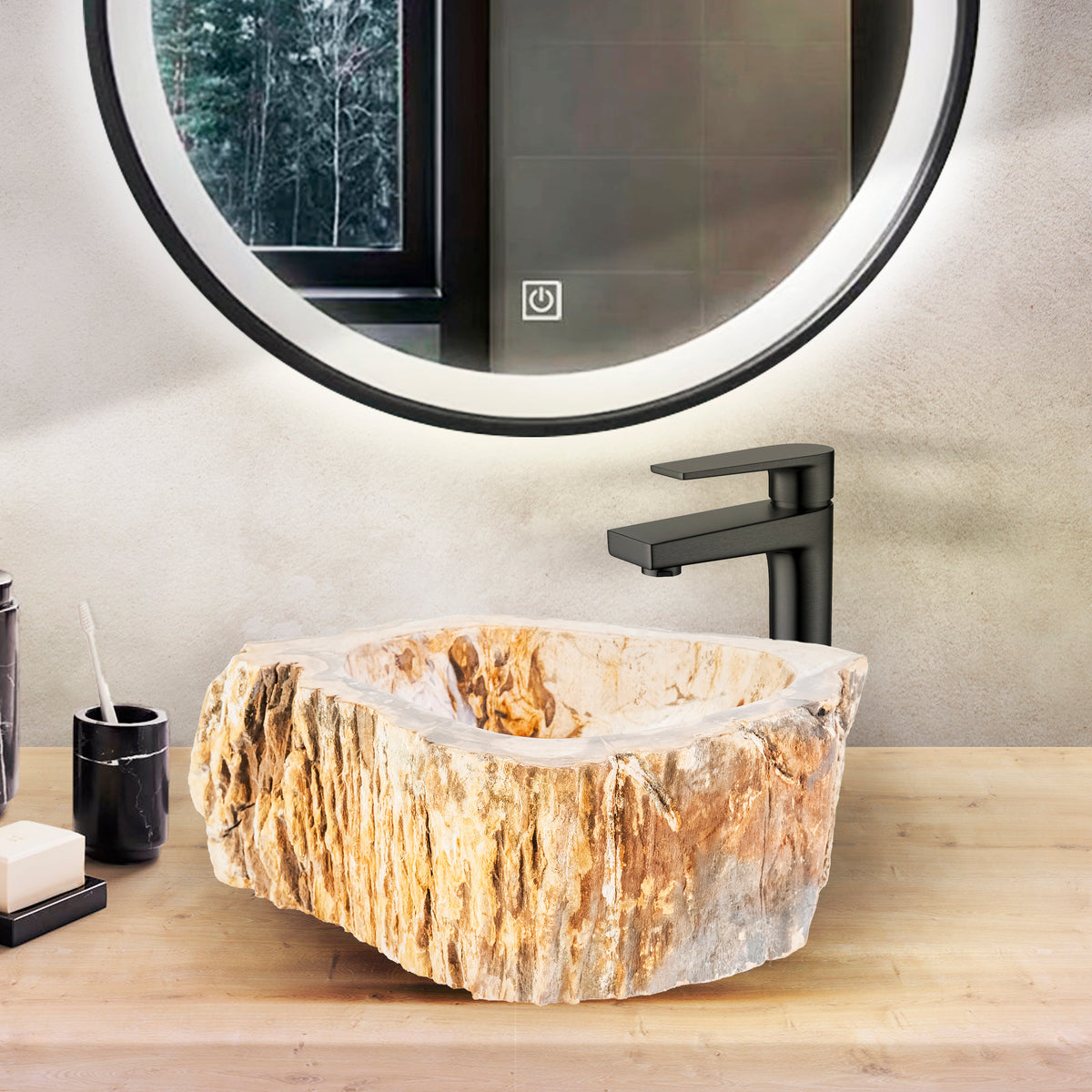 PETRIFIED WOOD BASIN 30-35x15CM