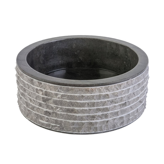 ALUR MARBLE BASIN WITH POLISHED INTERIOR - BLACK 40X15CM