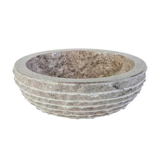 ALUR MARBLE BASIN WITH POLISHED INTERIOR - GREY 35X15CM