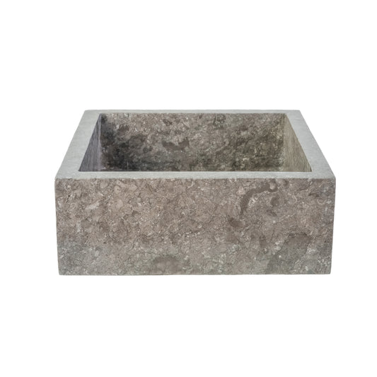 Fully polished square countertop washbasin - Grey 40x40x15cm
