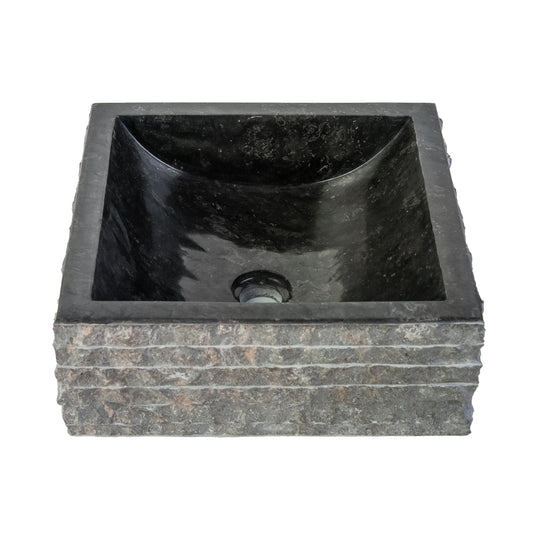 ALUR SQUARE TUBE-SHAPED BASIN - BLACK 40X40X15CM