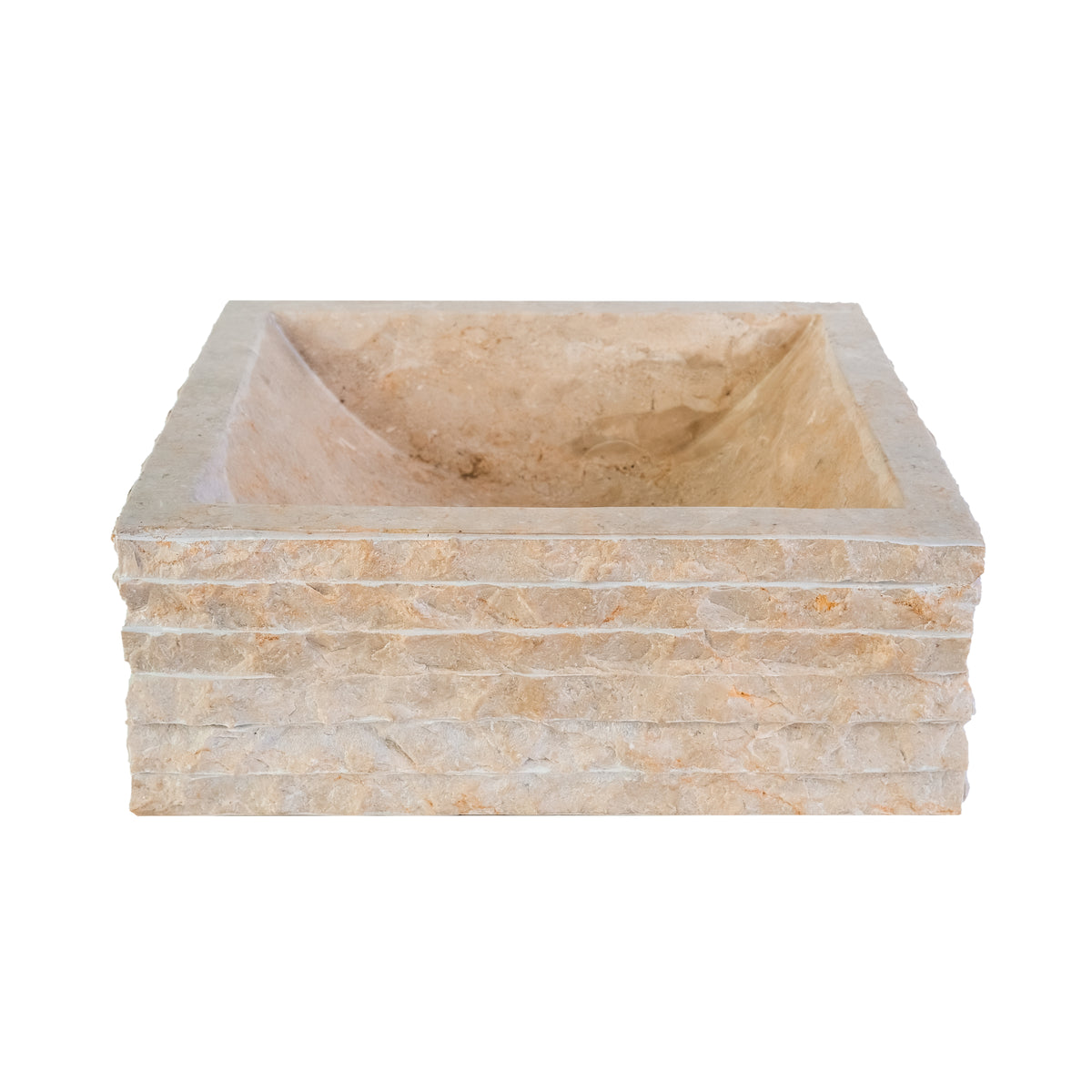 Vasque Carré Alur EN Forme de Tube - Crème 40X40X15CM