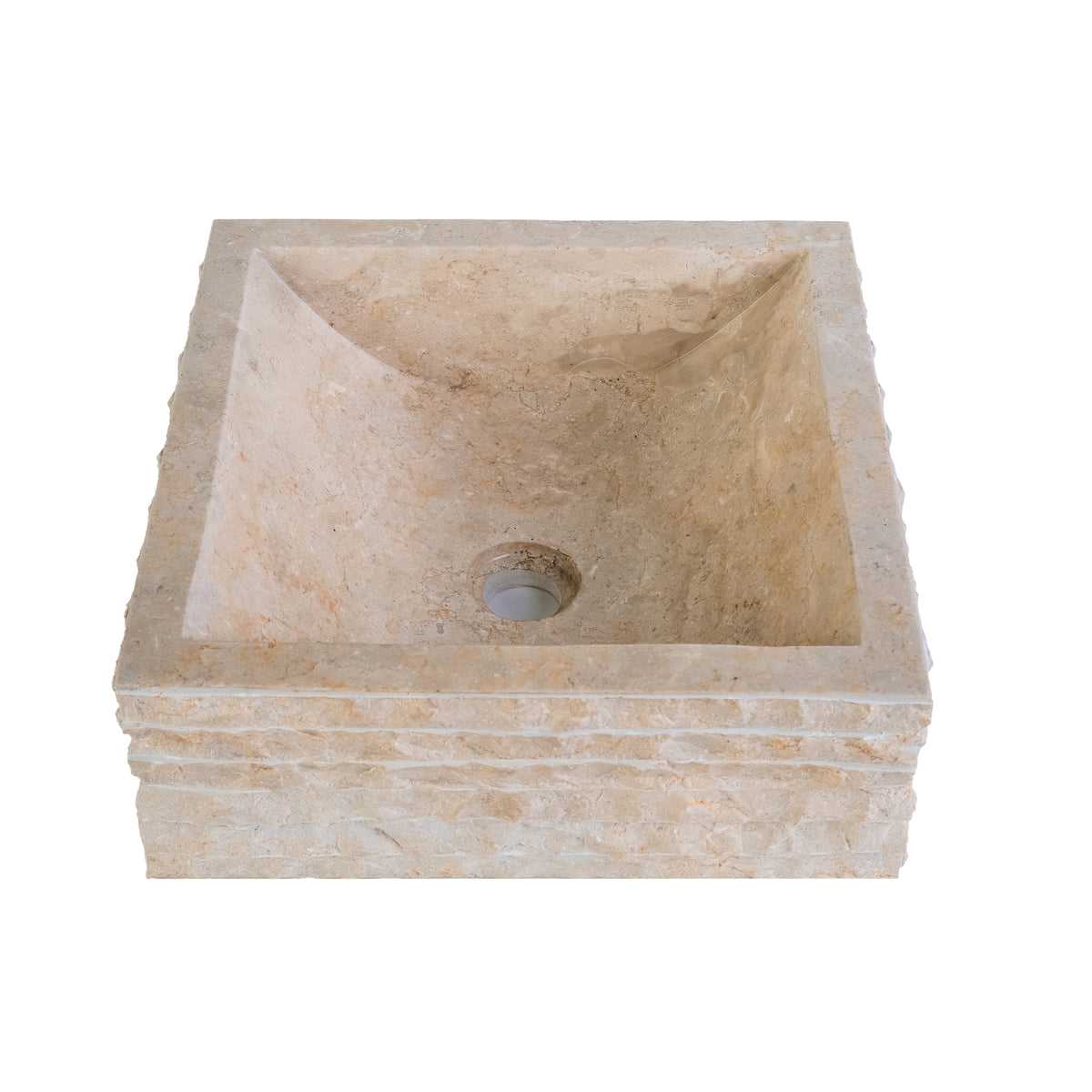 Vasque Carré Alur EN Forme de Tube - Crème 40X40X15CM