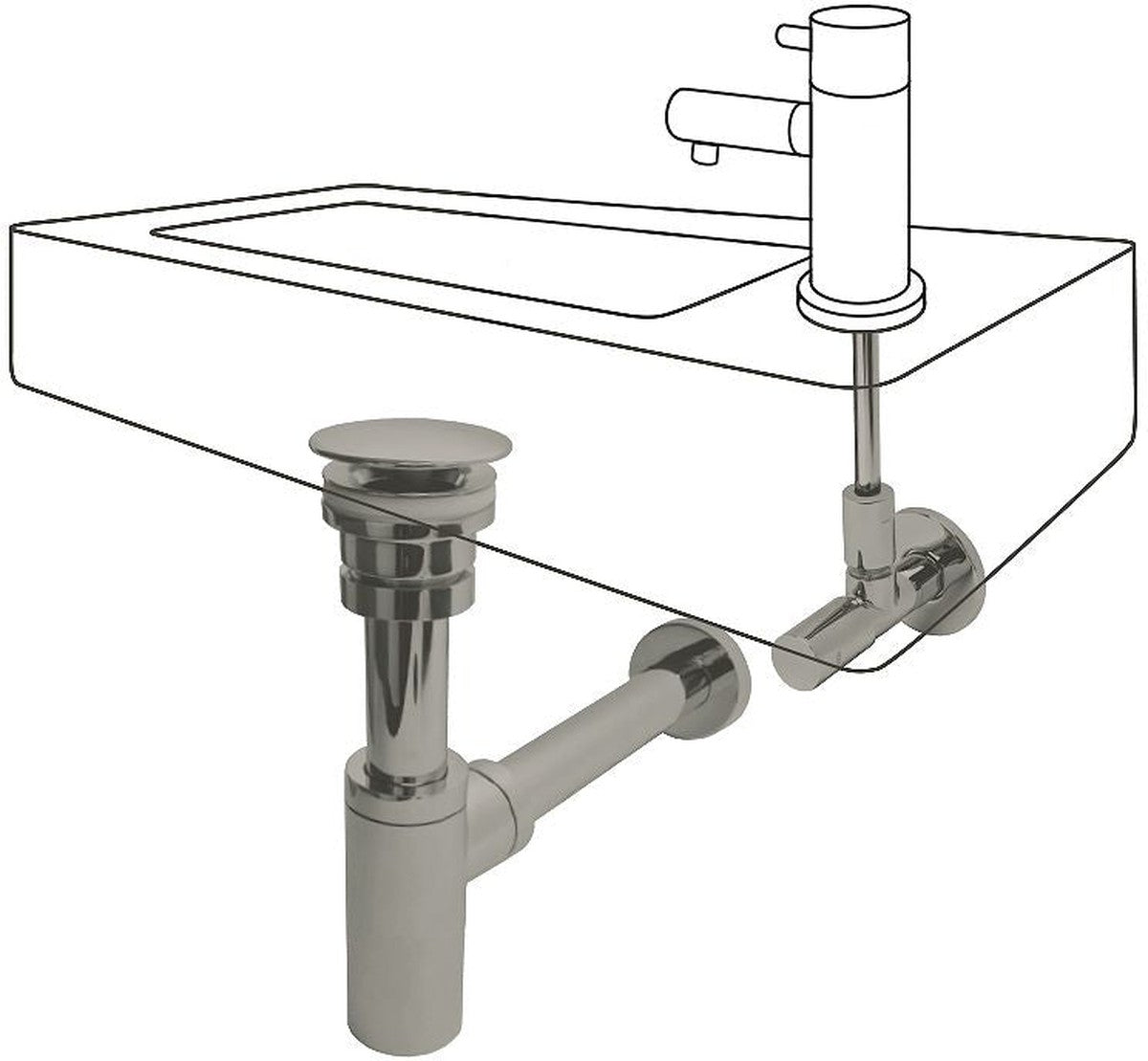 STAINLESS STEEL HAND WASHBASIN CONNECTION KIT S.TR-PL
