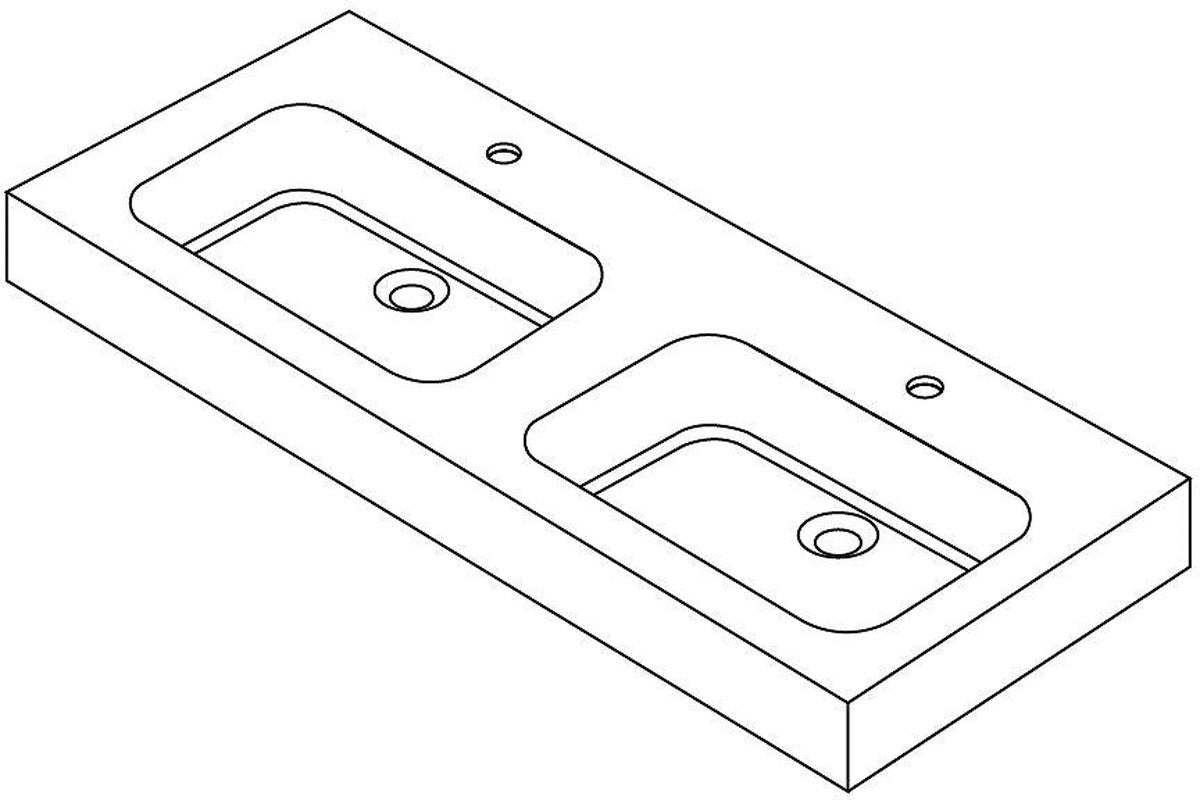 Tablet Puro 120cm 2 lavabo Solid blanc Mat