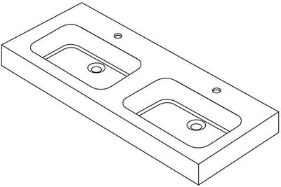 Tablet Puro 120cm 2 lavabo Solid blanc Mat
