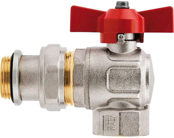 VANNE A BILLE COUDEE 3/4" ROUGE UNI.COLL