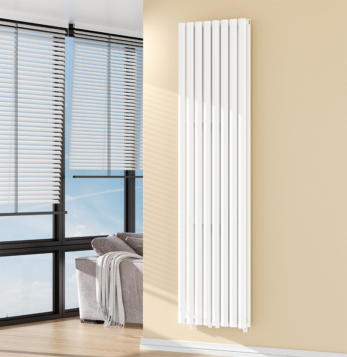 VERTI OVAL RADIATEUR - 1800X480 - DOUBLE - 2X8 ÉLÉMENTS - 1640W - BLANC