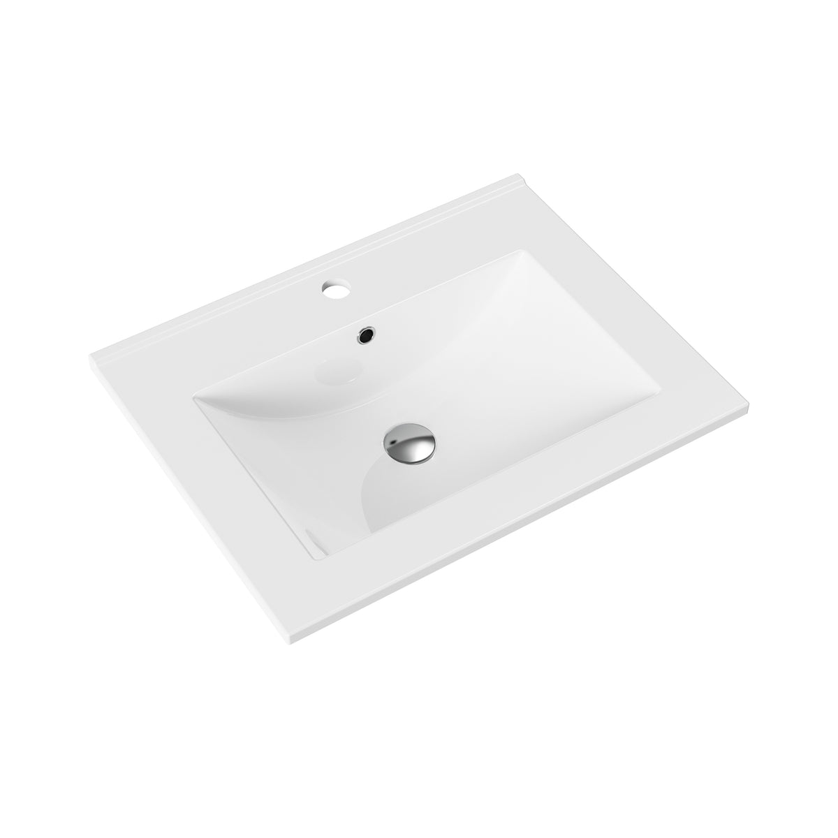 ALONI HAYAT WASBAK - 1 WASBAK - MET OVERLOOP - 1 KRAANGAAT - COMPOSIET MARMER - 60X1,5X45 CM - GLANZEND WIT