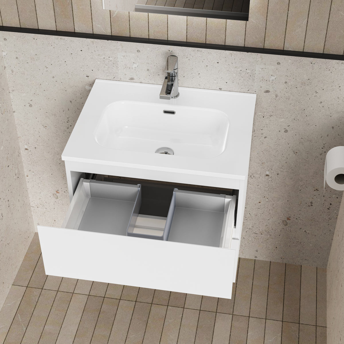 Complete Liva 60 cm gloss white bathroom cabinet
