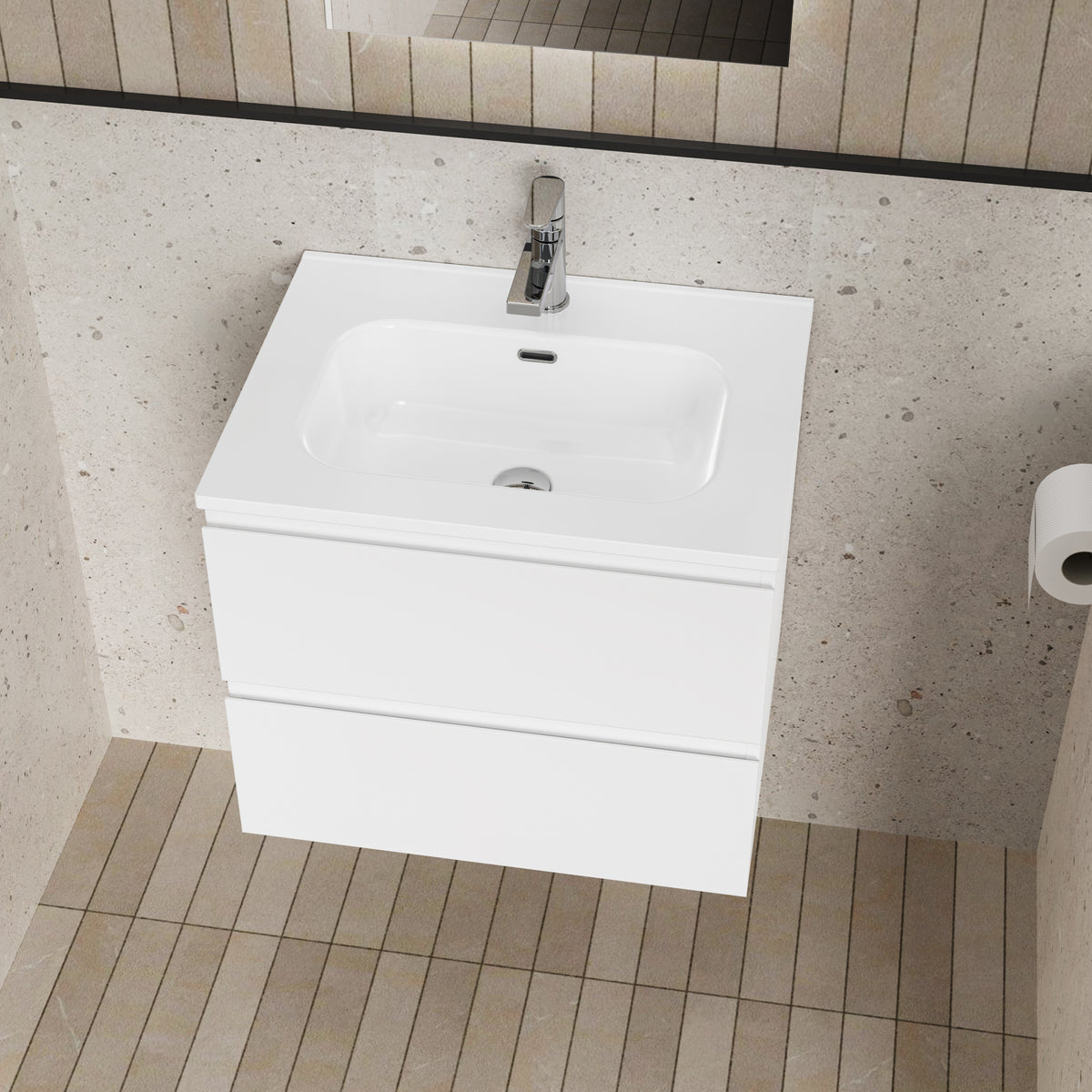 Complete Liva 60 cm gloss white bathroom cabinet