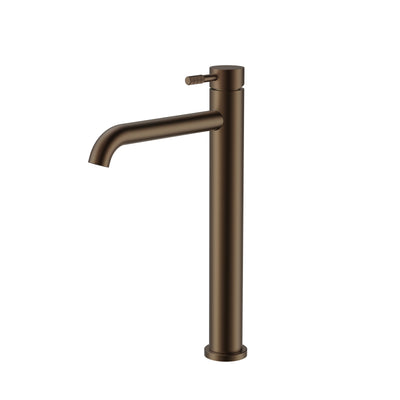 STRIA MITIGEUR LAVABO HAUT – DÉMARRAGE À FROID – POIGNÉE AVEC STRUCTURE STRIÉE RAFFINÉE – SANS BONDE – BRUN BRONZÉ (PVD)