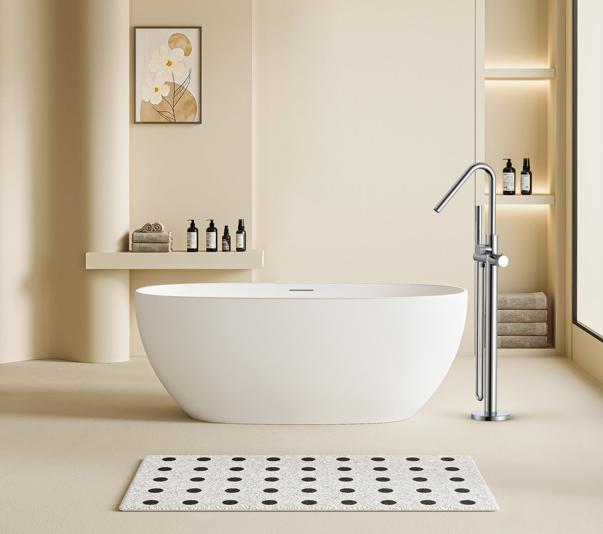Stria Mitigeur DE Bain – Indépendant – Thermostatique – Avec Douchette ET Flexible – Boutons Avec Structure Striée - Chrome