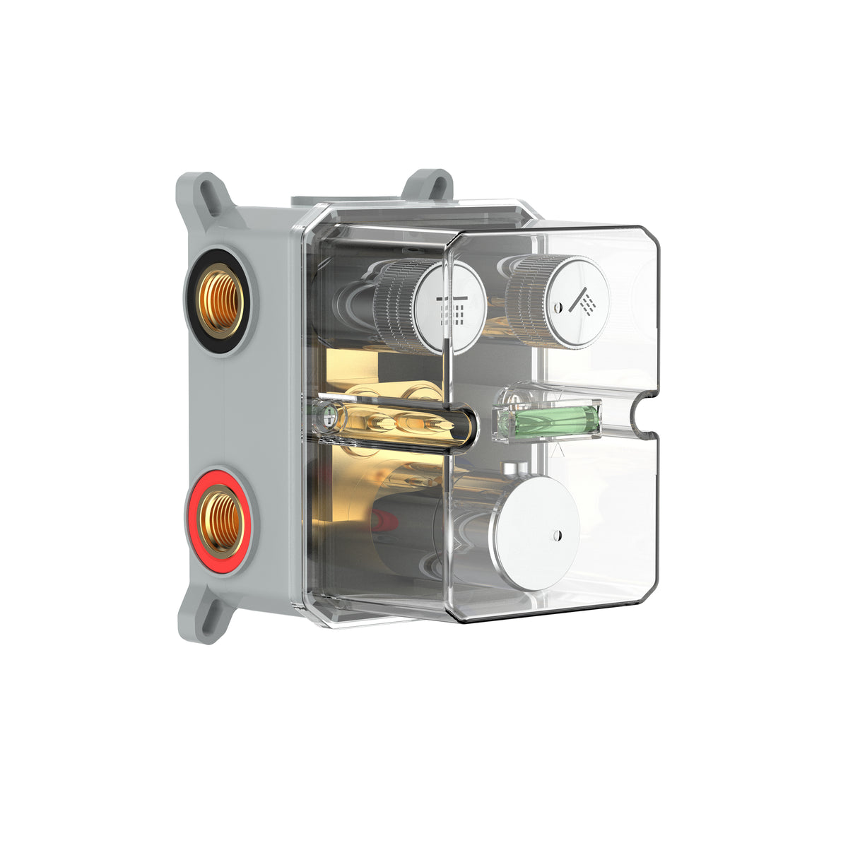 STRIA DOUCHEMENGKRAAN – 2 WEGEN – THERMOSTATISCH – DRUKKNOPPEN S MET VERFIJNDE GERIBBELDE STRUCTUUR – MET INBOUWDOOS EN ELEMENT...