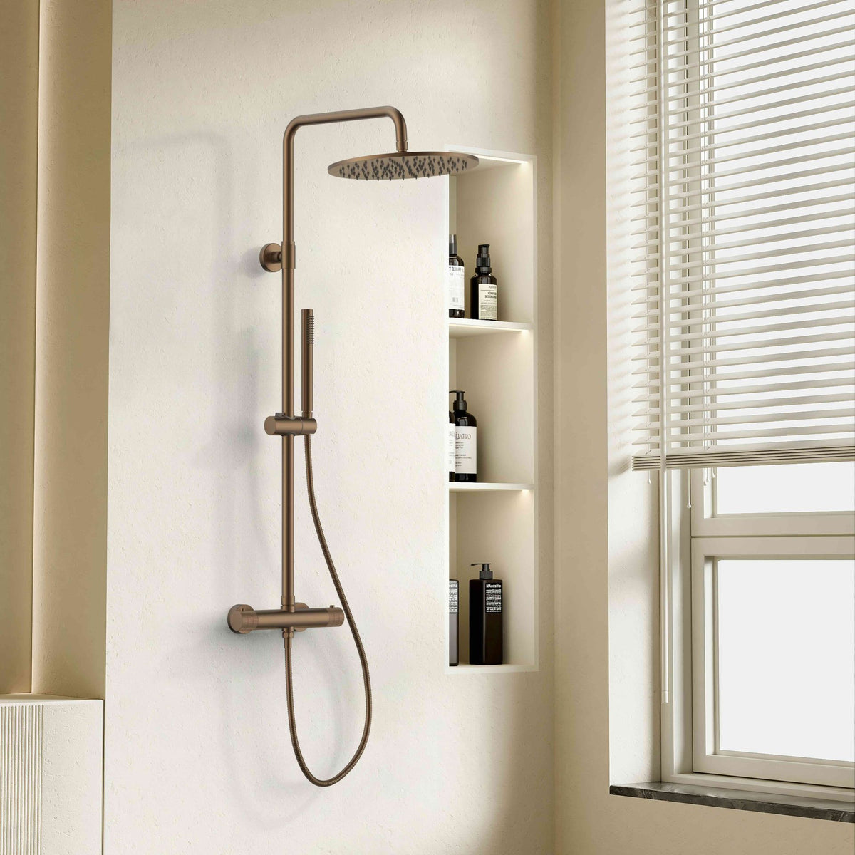 STRIA thermostatische regendoucheset – douchekop 30 cm – Cool Touch – brons PVD