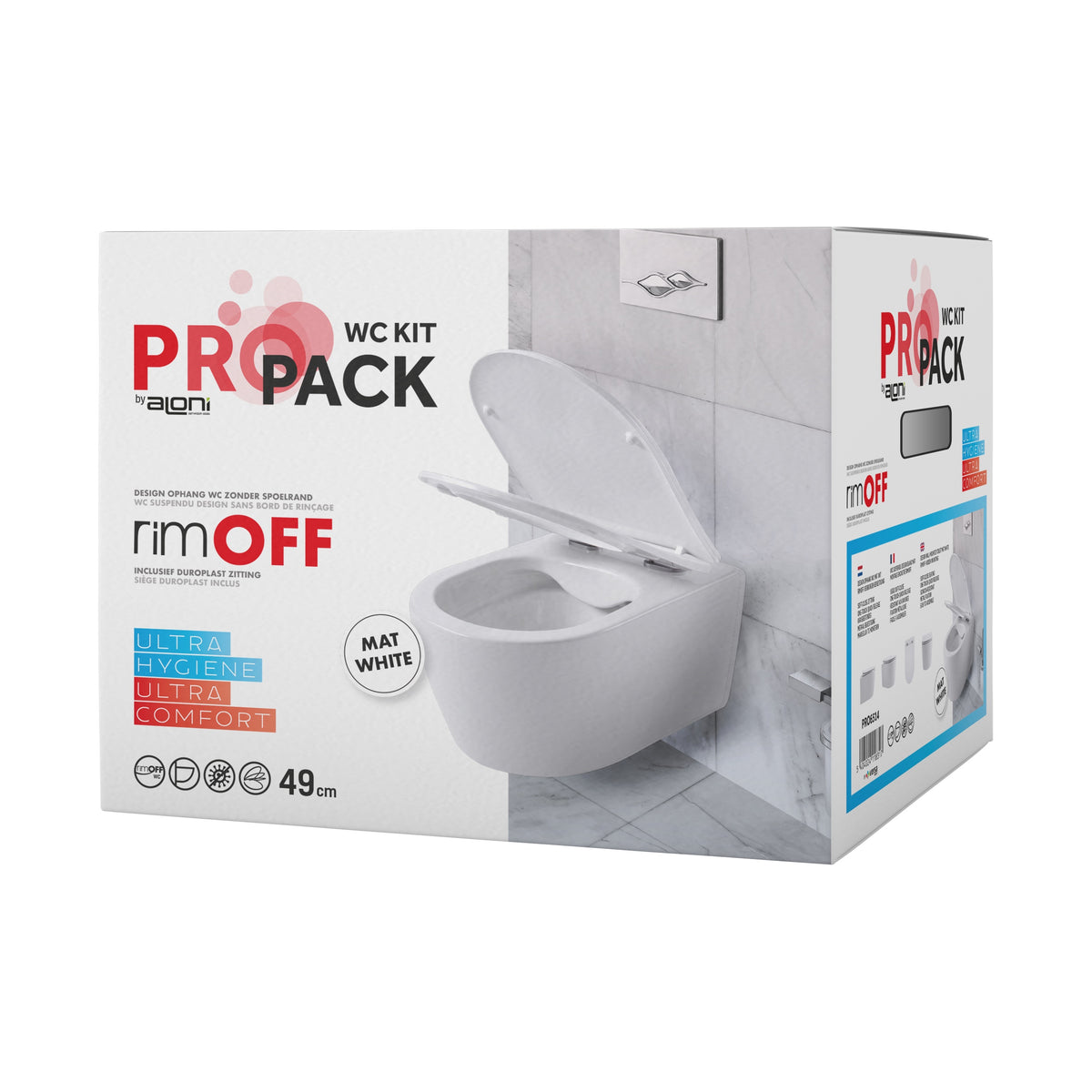 WC suspendu Aloni Pro – Soft‑close, sans bride, 49 cm