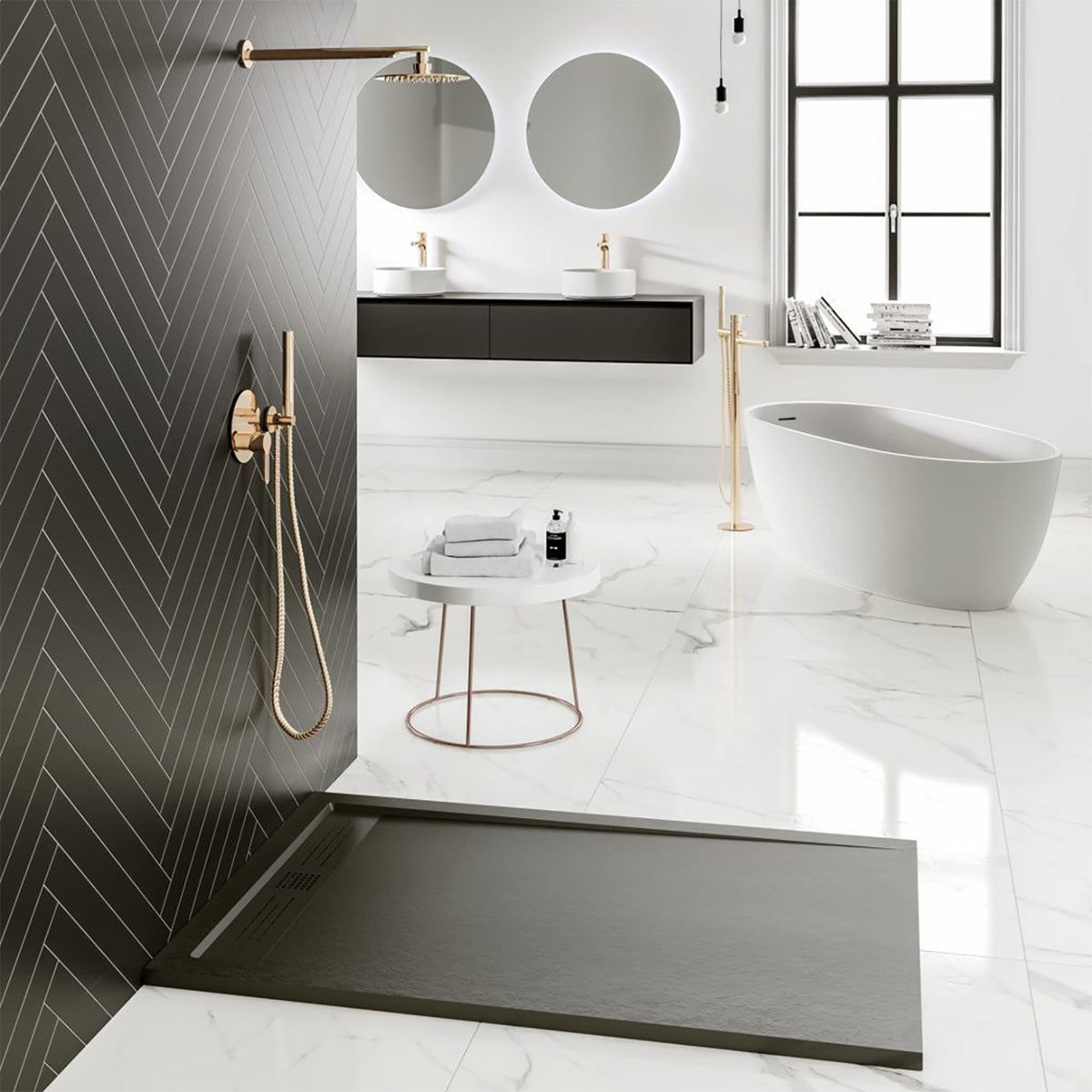 Composite shower tray 180x90 cm matt black