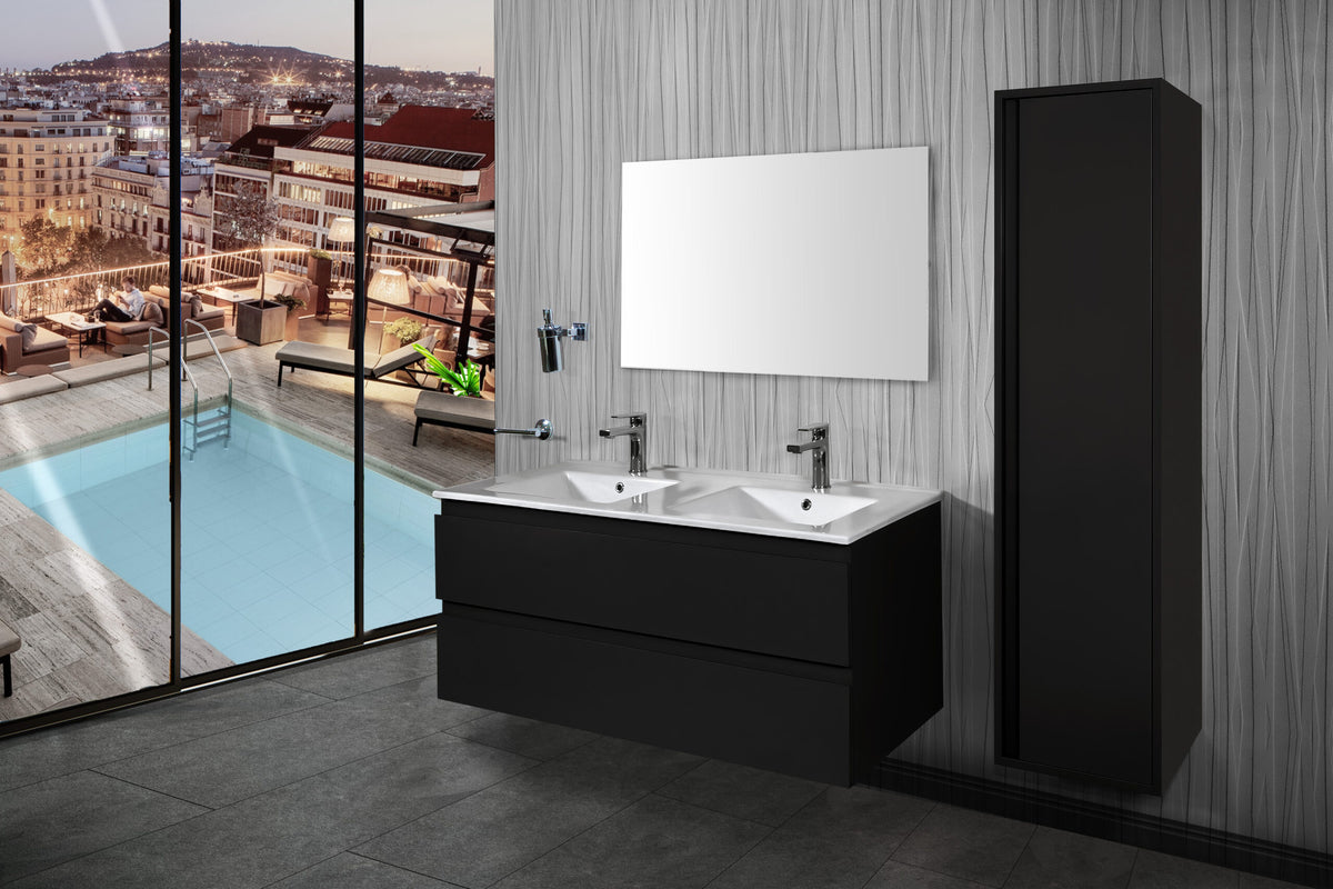 Matte black 120cm under-shower vanity unit