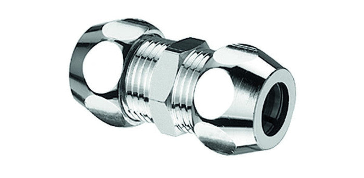 Schell raccord d'alimentation double droit D 10 x D 10 laiton chromé