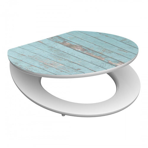HG BLUE WOOD MDF Toilet Seat with Soft Close