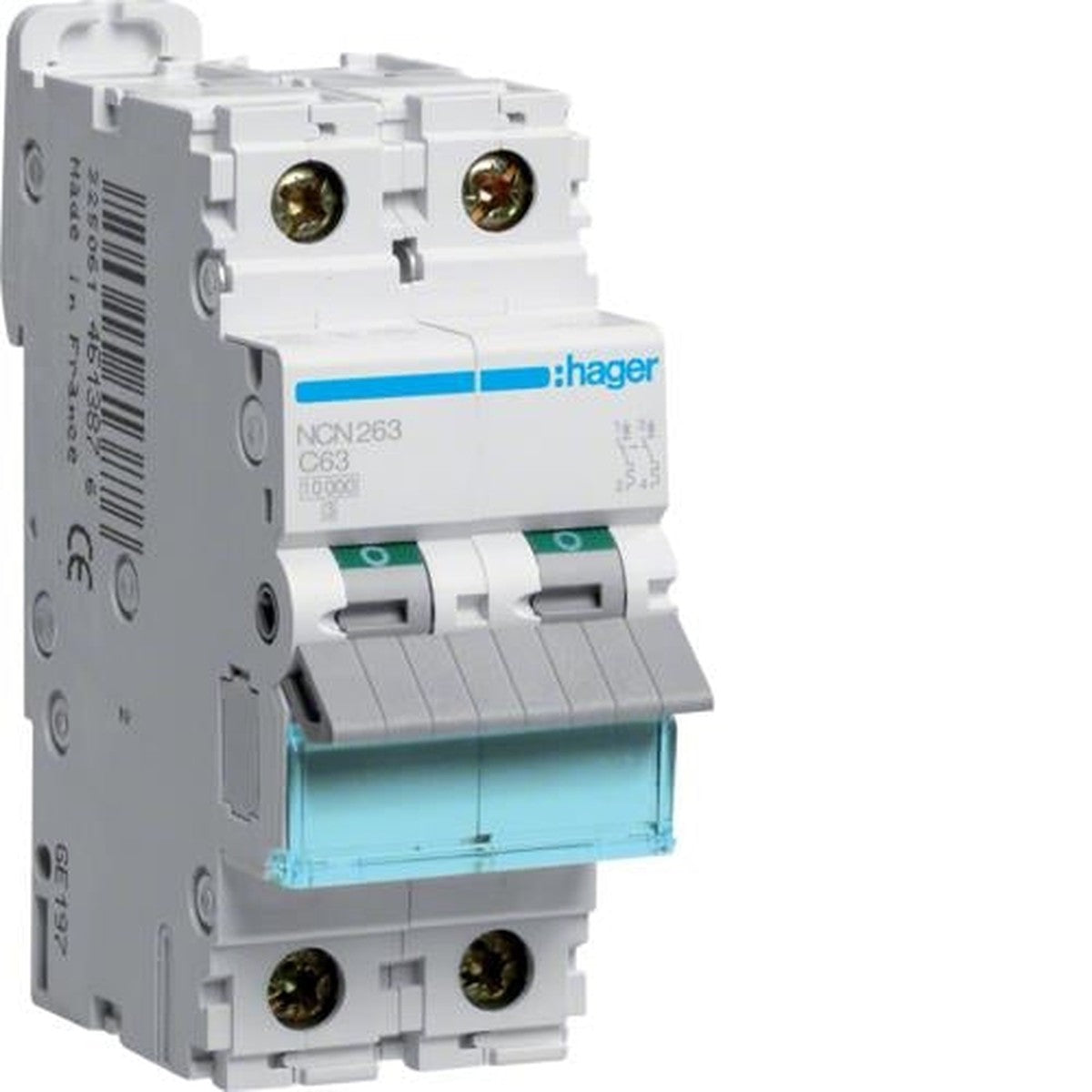 2-pole circuit breaker 63A - C curve - Hager