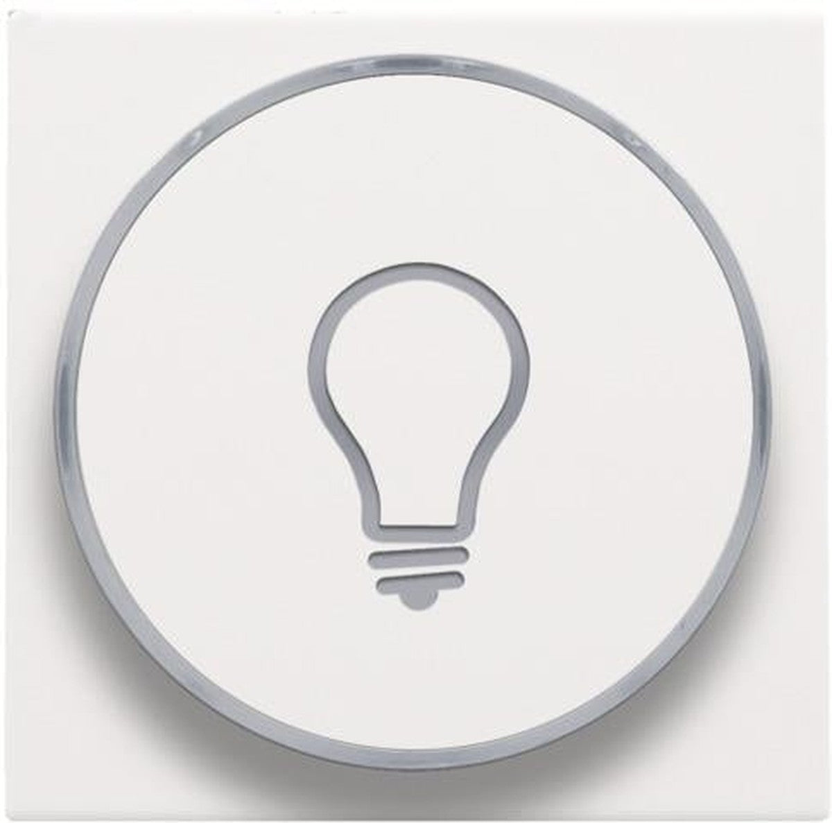 Finishing set with transparent ring with lamp symbol for 6A push-button White Steel