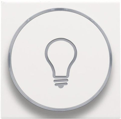 Finishing set with transparent ring with lamp symbol for 6A push-button White Steel