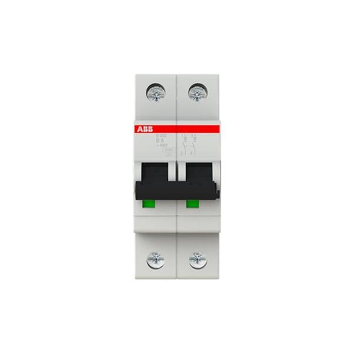 Disjoncteur bipolaire 6kA S202 courbe B 6A
