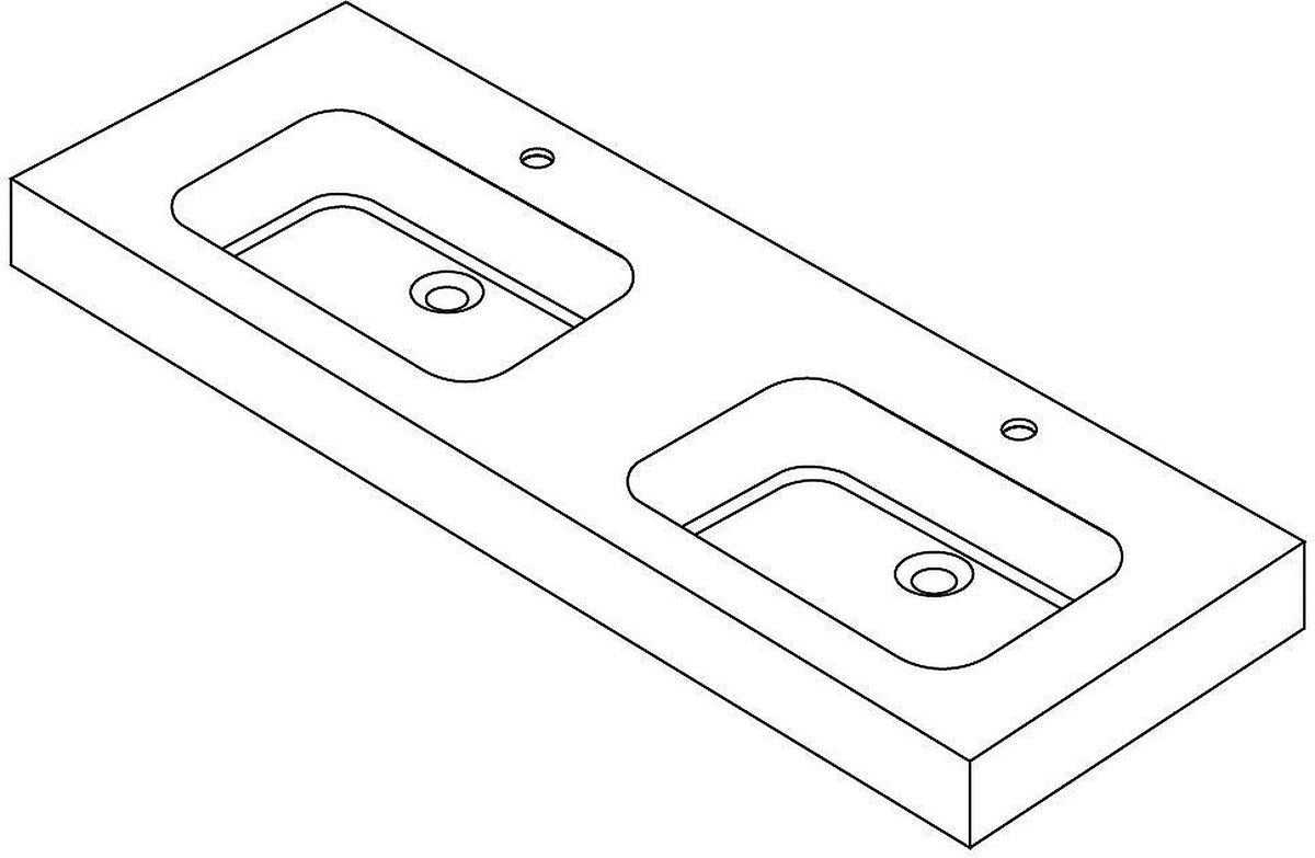 Tablet Puro 140cm 2 lavabo Solid blanc Mat