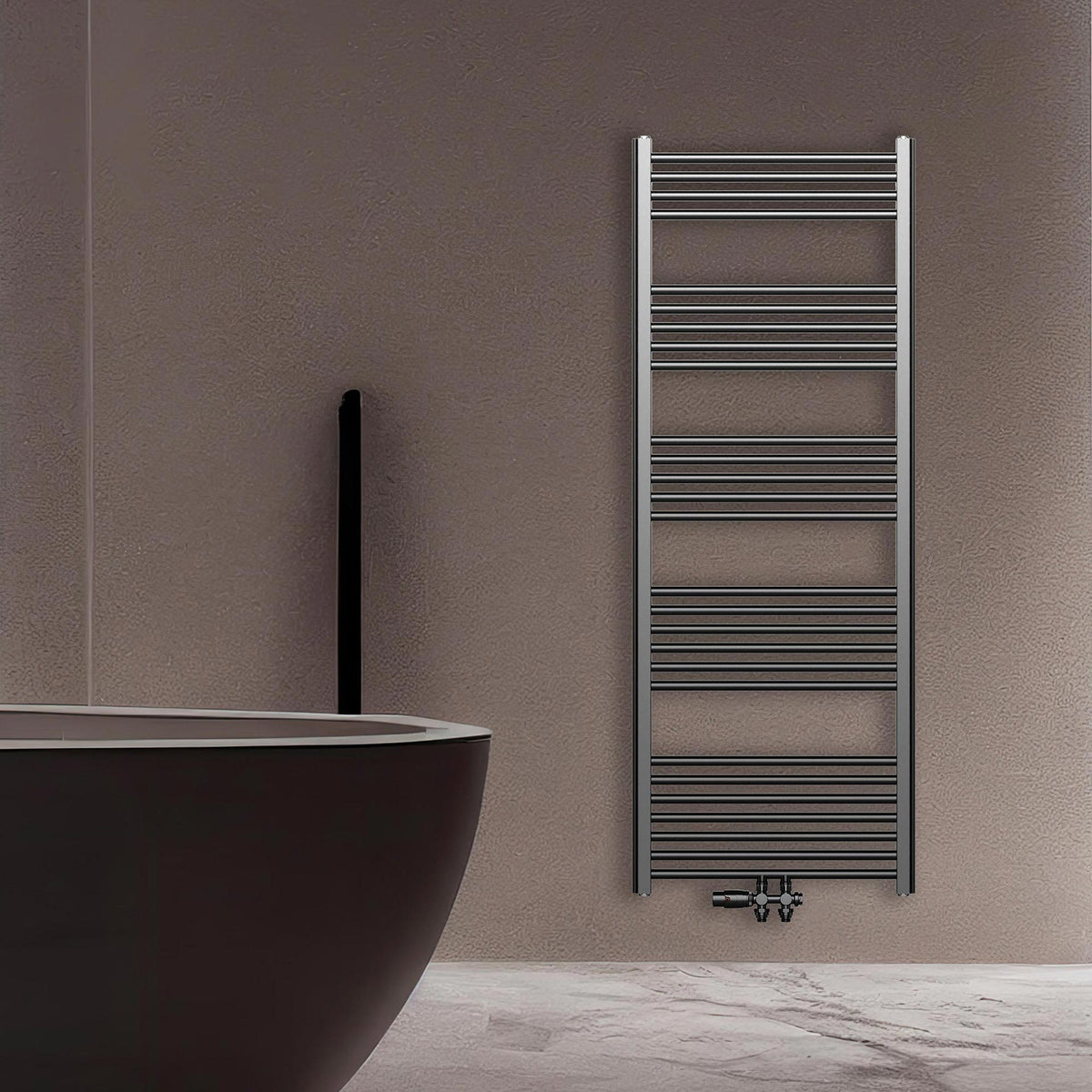 Handdoekradiator met centrale aansluiting, bronsgrijs, 1200x600 mm, 414 watt