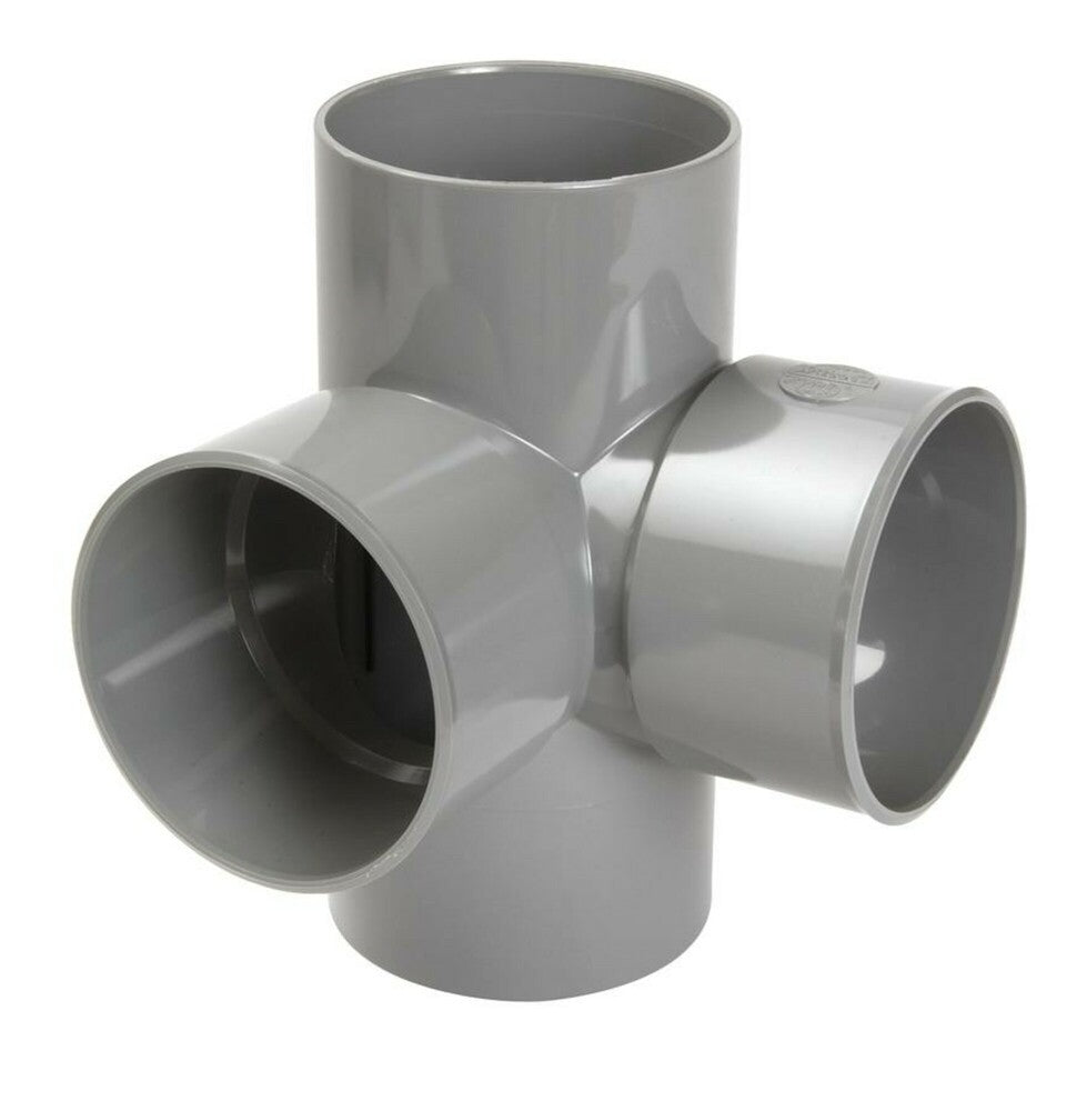 Nicoll raccord à coller PVC Té double équerre 87,3° FF D 50 gris