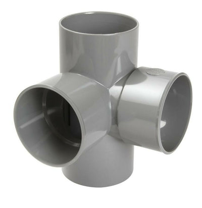 Nicoll raccord à coller PVC Té double équerre 87,3° FF D 50 gris