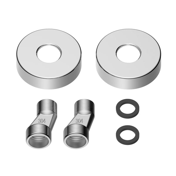 ALONI ROSETTE, RACCORD EN S 3/4"M X 1/2"M ET JOINT - 2 PIÈCES - CHROME