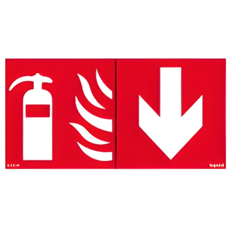 Pictogramme adhésif extincteur + flèche