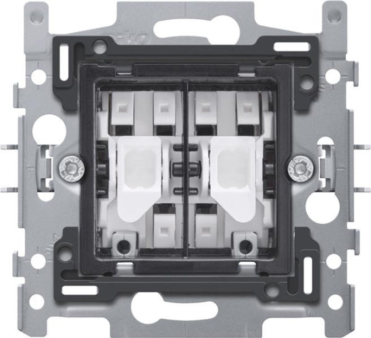 Base for a double push button N.O. or N.F., 10A / 250Vac, quick connection, snap-on mounting