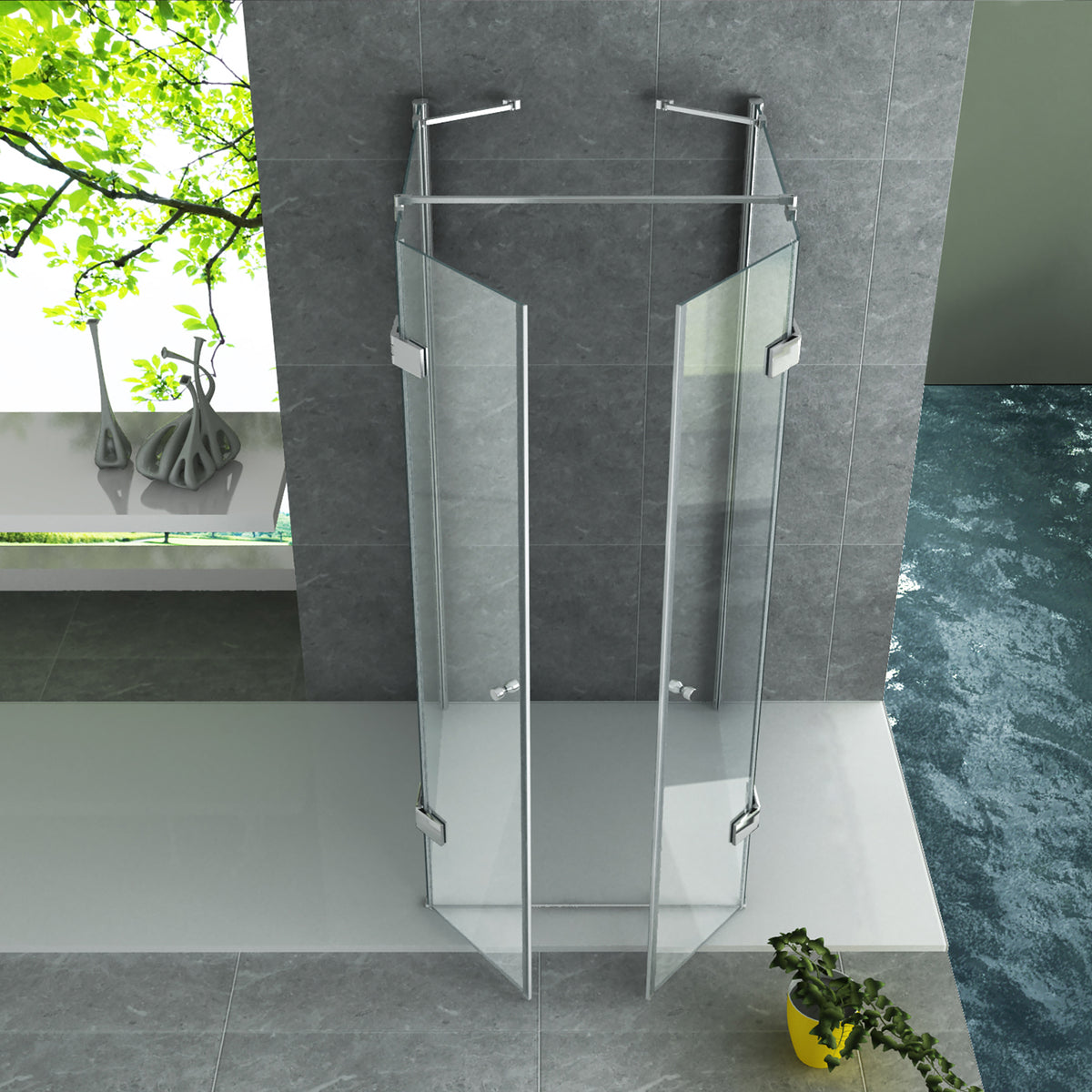 Shower cabin U 90x90x195 cm - 2 pivoting doors
