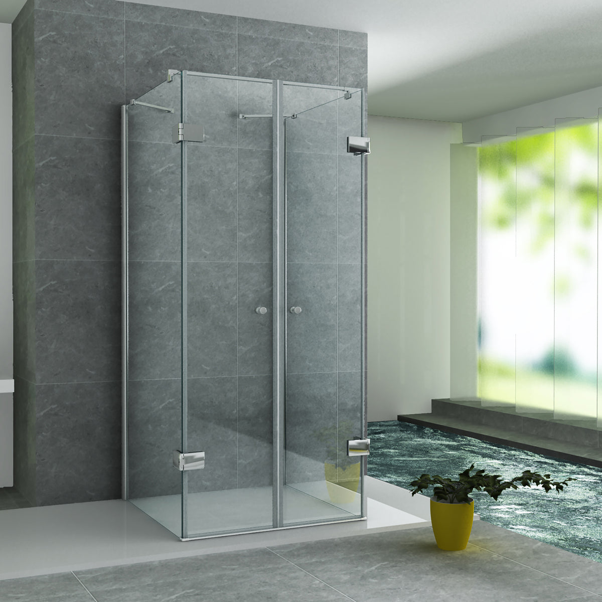 Shower cabin U 90x90x195 cm - 2 pivoting doors