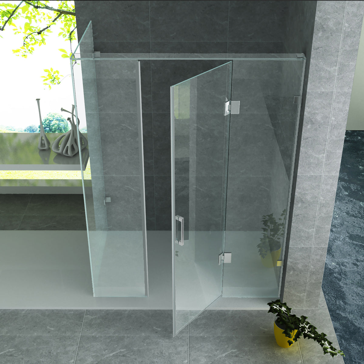 Cabine de douche Aloni 2 parois fixes + porte battante