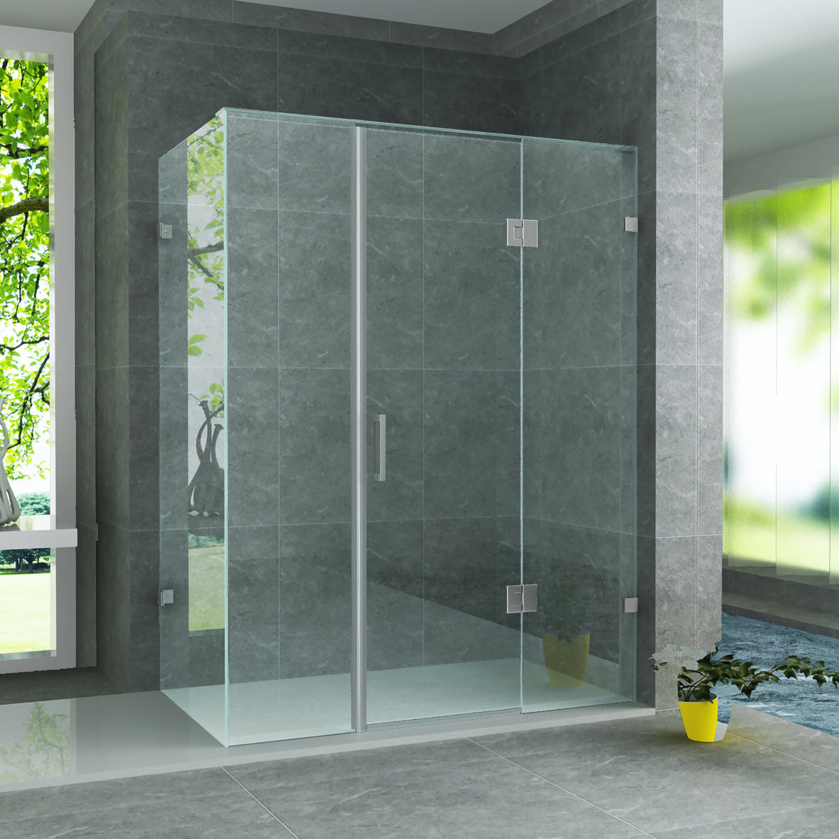 Cabine de douche Aloni 2 parois fixes + porte battante