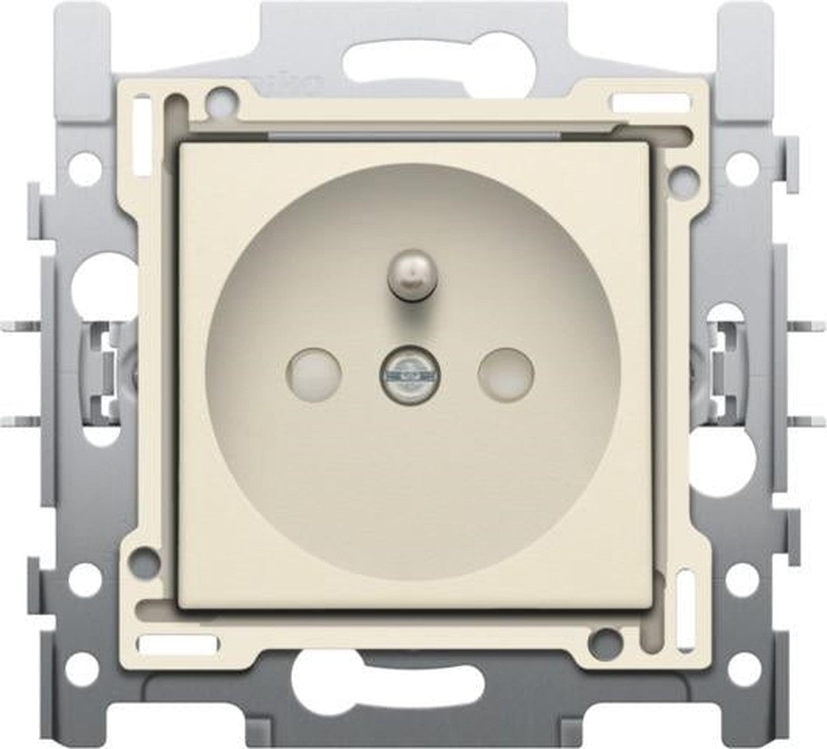 Prise de courant avec broche de terre socle et set de finition 28.5mm Creme