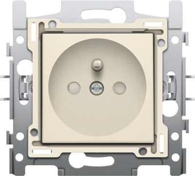 Prise de courant avec broche de terre socle et set de finition 28.5mm Creme