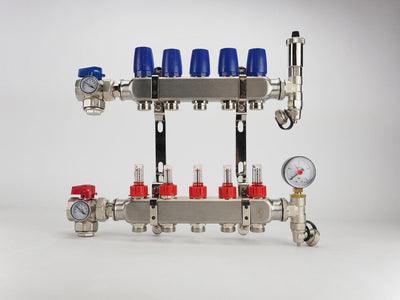 Van Marcke Floor Heating collecteur acier inoxydable entièrement prémonté pour 7 circuits de chauffage