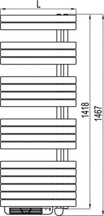 Van Marcke Modena Air 1418x550 EFP2 handdoekradiator H1467xB550 750W+1000W wit