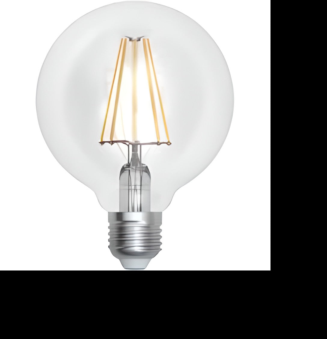 Lampe Led filament globe G95 verre transparent E27 8W 3000K